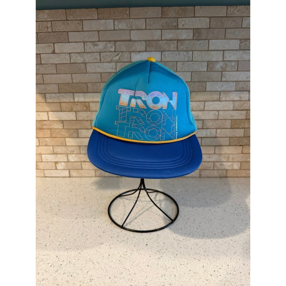 Disney Parks TRON Lightcycle Run Trucker Snapback Hat Blue Mesh Space Paranoids